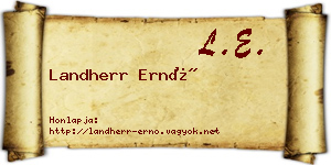 Landherr Ernő névjegykártya